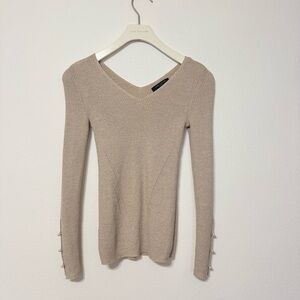 Ann Taylor Taupe V-Neck Sweater